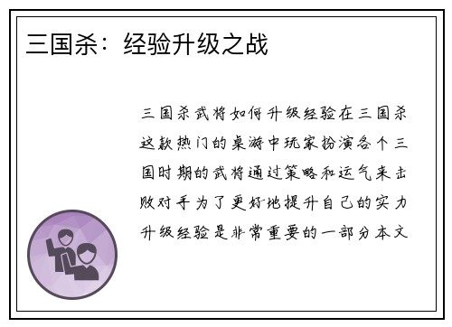 三国杀：经验升级之战